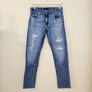Uniqlo Jeans Mens W 32 Blue Straight Leg Distressed Denim Western Boho Grunge